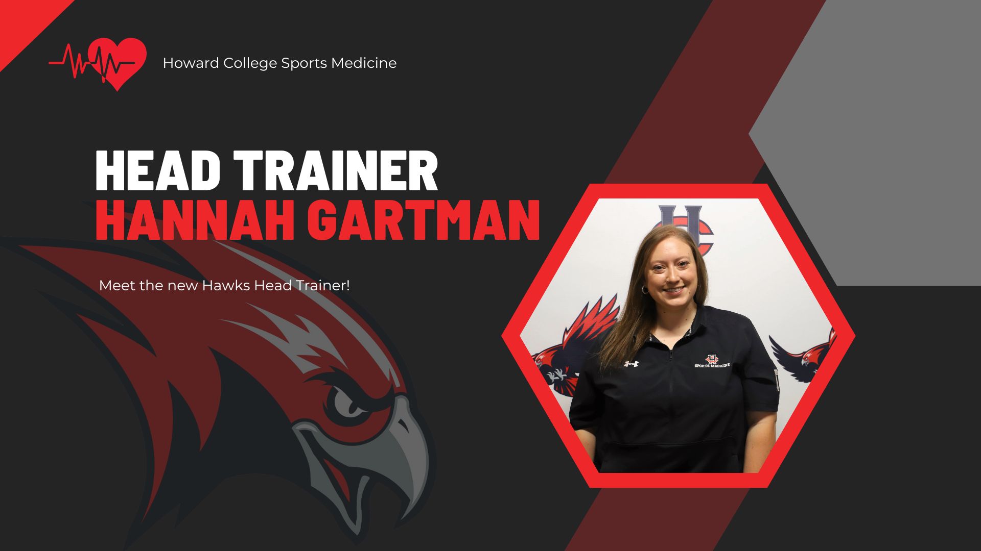 Hawks logo graphic with portrait of Hannah Gartman
